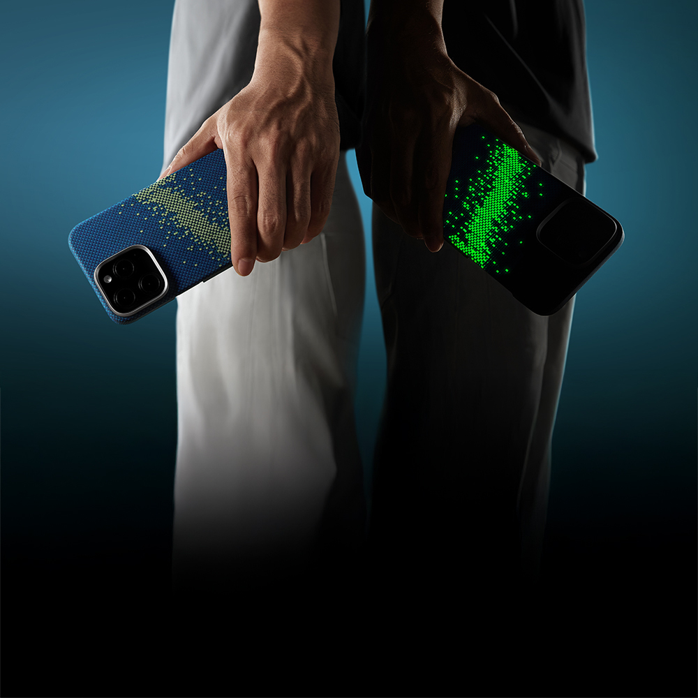 Apple iPhone 15 Pro Max Uyumlu Kılıf Magsafe Şarj Özellikli Lumintex Teknolojili Fosforlu Özellikli Aramid Fiber Pitaka Tactile Woven Starpeak Serisi Milky Way Galaxy Kapak - 2