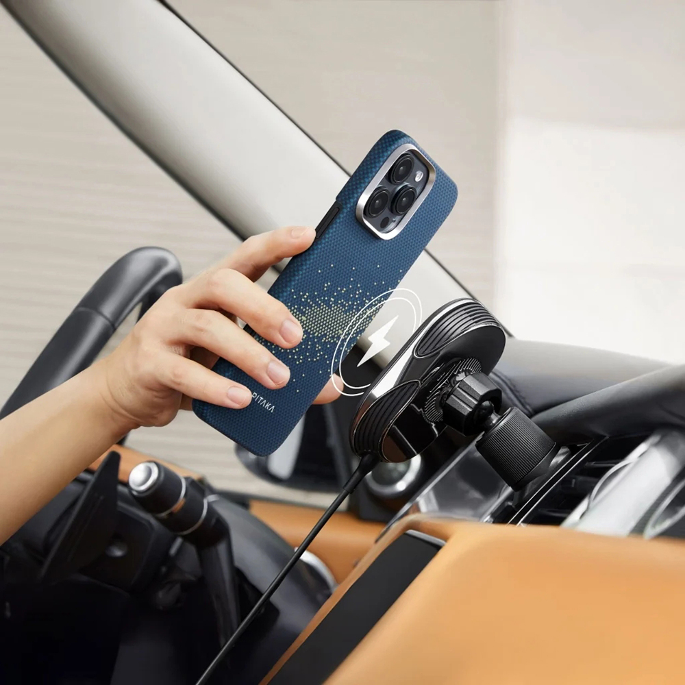 Apple iPhone 16 Pro Uyumlu Kılıf Magsafe Şarj Özellikli Lumintex Teknolojili Fosforlu Özellikli Aramid Fiber Pitaka Tactile Woven Starpeak Serisi Milky Way Galaxy Kapak - 8