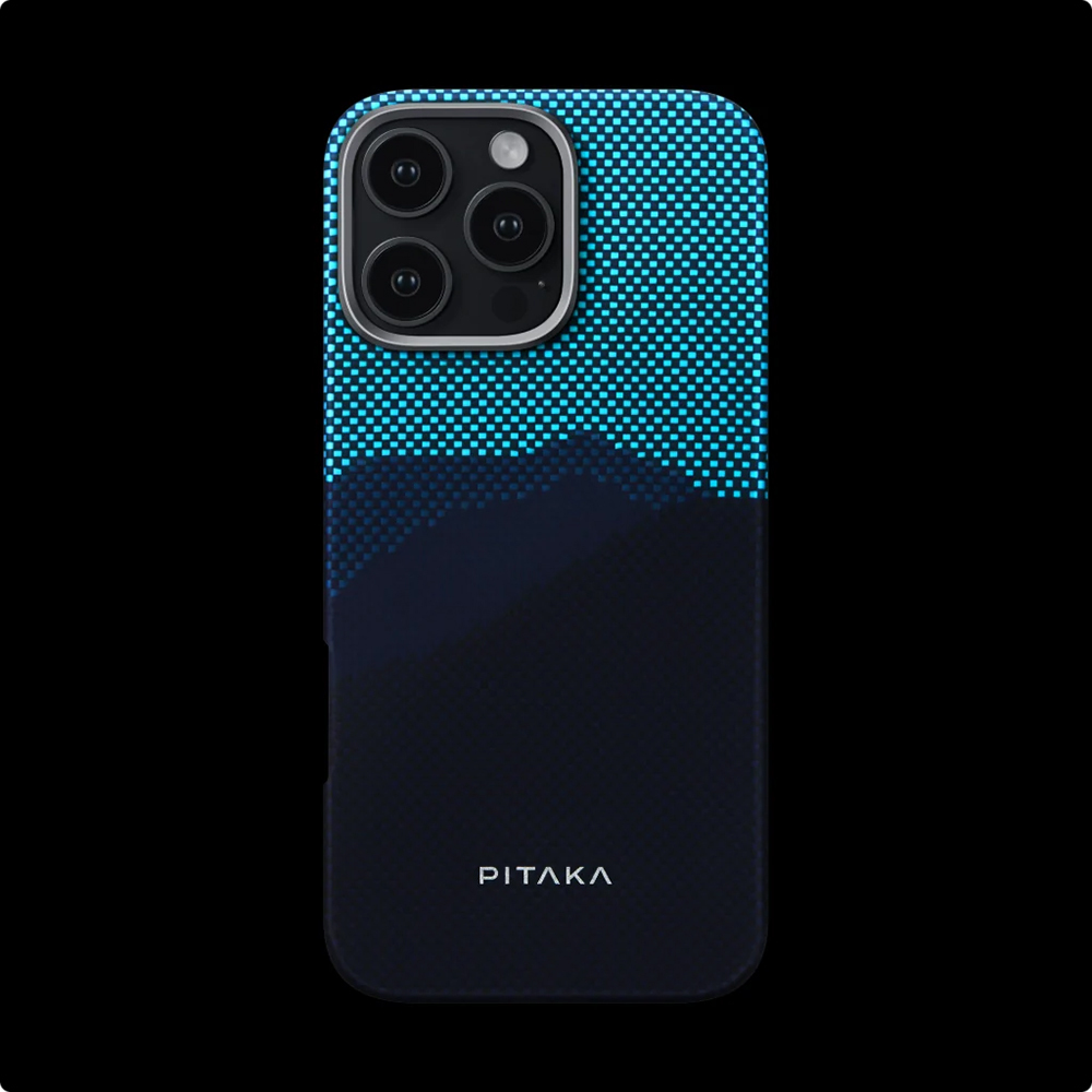 Apple iPhone 16 Pro Uyumlu Kılıf Magsafe Şarj Özellikli Lumintex Teknolojili Fosforlu Özellikli Aramid Fiber Pitaka Tactile Woven Starpeak Serisi Over The Horizon Kapak - 3