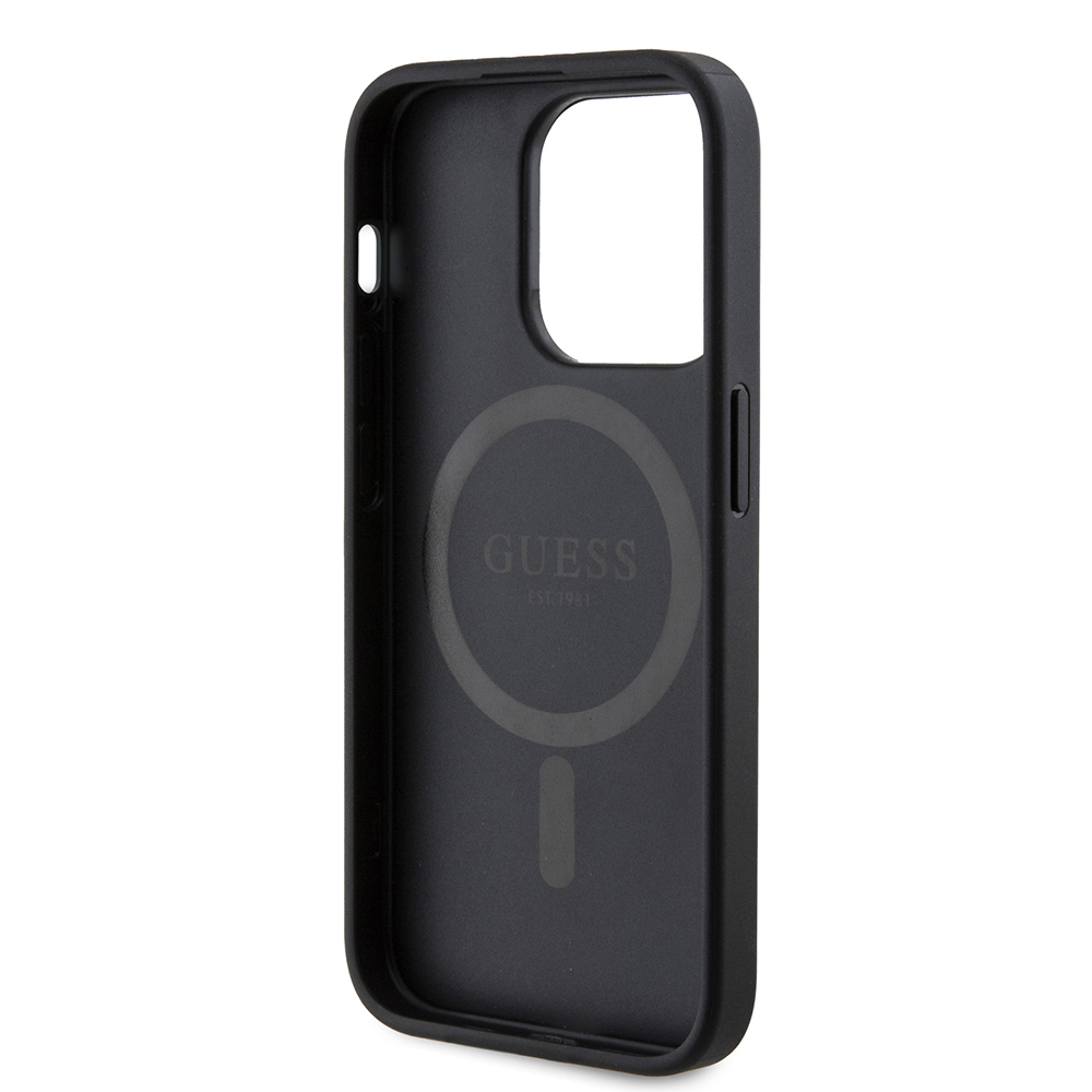 Apple iPhone 14 Pro Max Uyumlu Kılıf Guess Orjinal Lisanslı Magsafe Şarj Özellikli PU Üçgen Logo 4G Desenli Kapak - 20