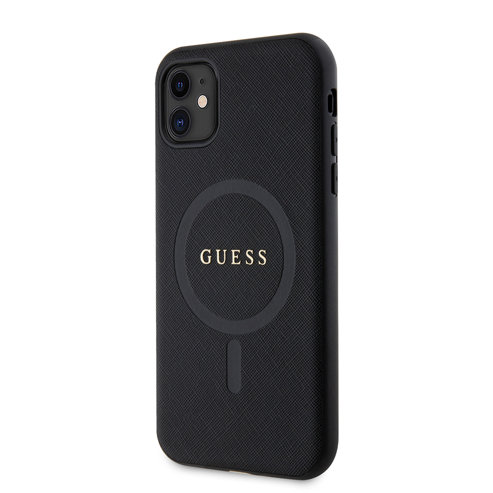 Apple iPhone 11 Uyumlu Kılıf Guess Orjinal Lisanslı Magsafe Şarj Özellikli Yazı Logolu Saffiano Classic Kapak - 1