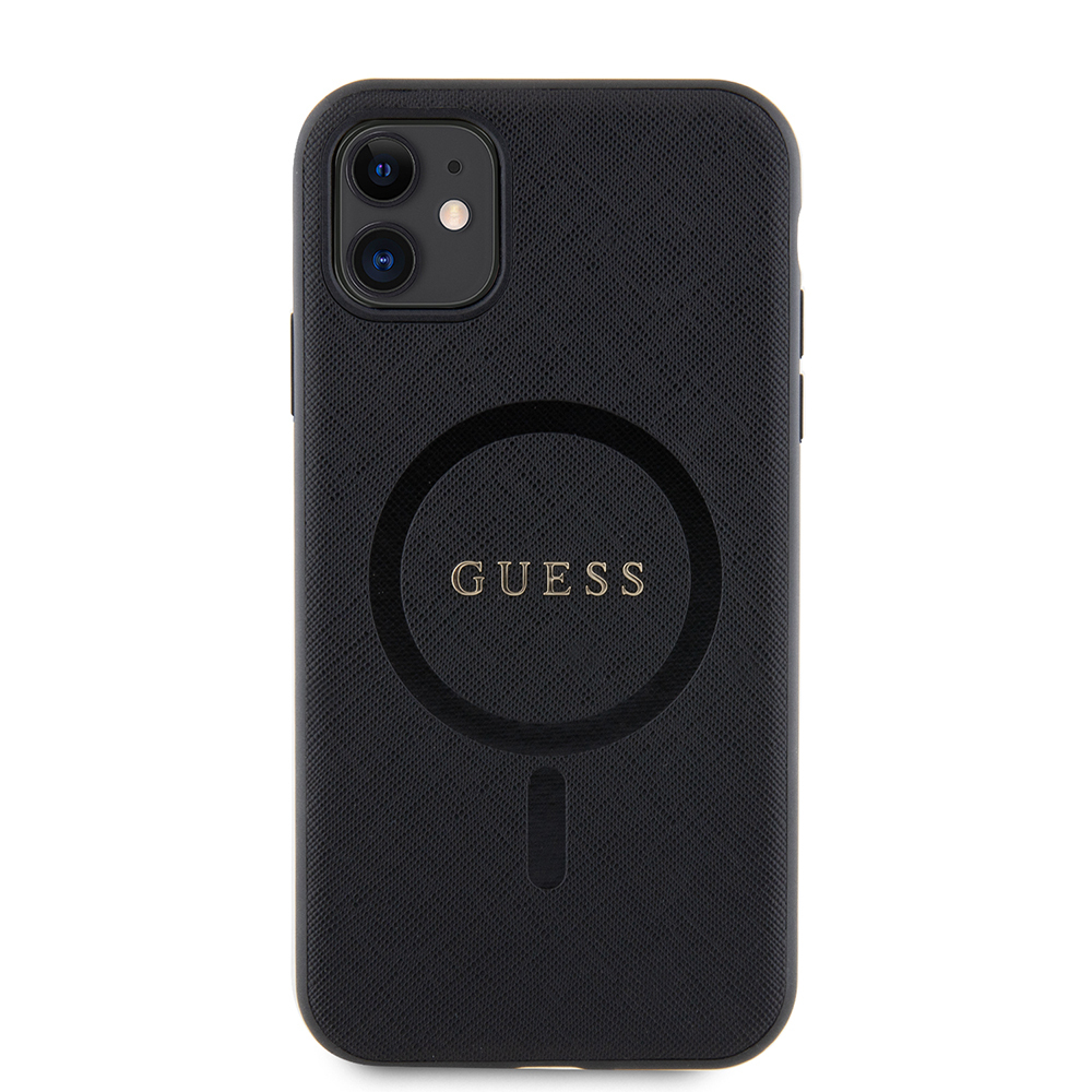 Apple iPhone 11 Uyumlu Kılıf Guess Orjinal Lisanslı Magsafe Şarj Özellikli Yazı Logolu Saffiano Classic Kapak - 2