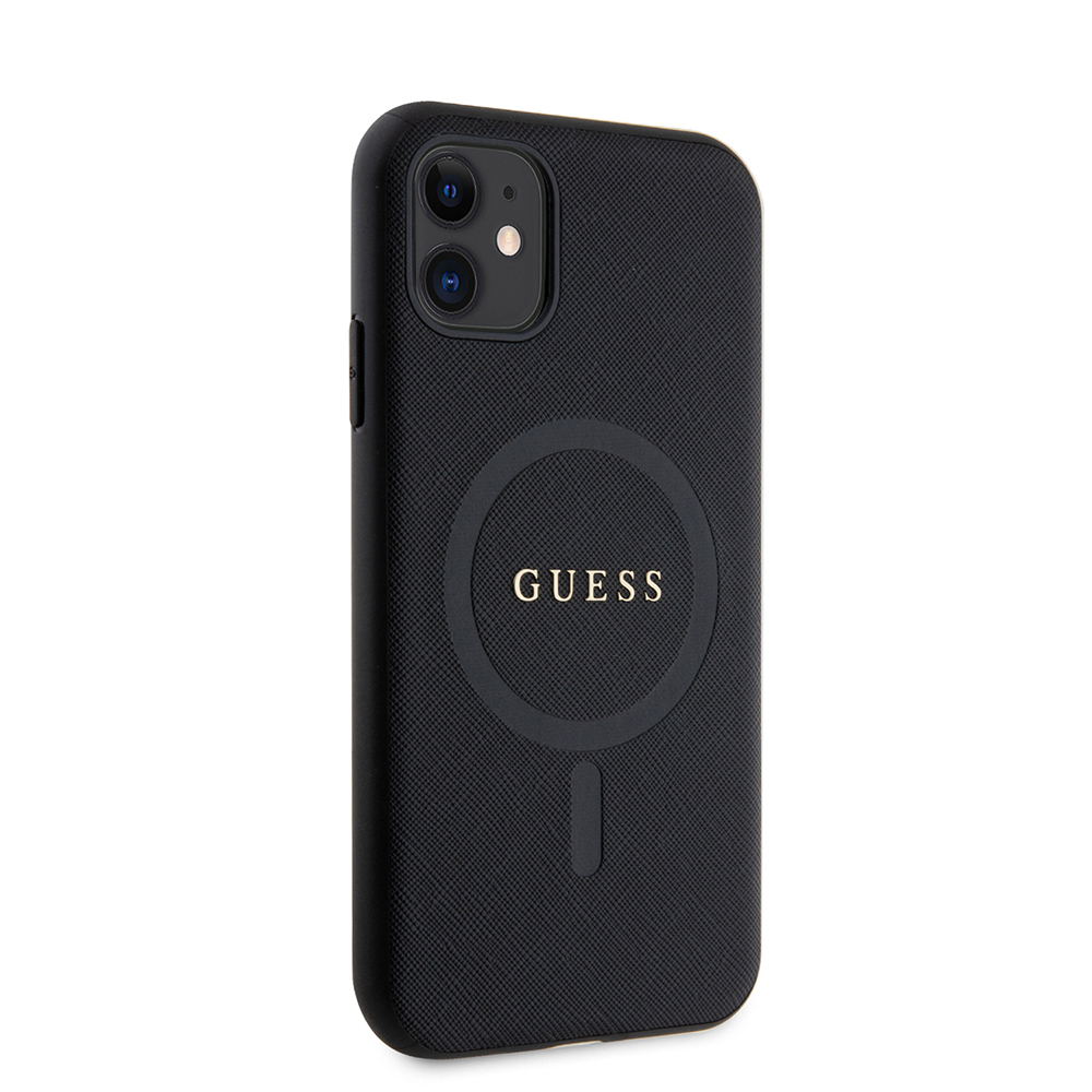 Apple iPhone 11 Uyumlu Kılıf Guess Orjinal Lisanslı Magsafe Şarj Özellikli Yazı Logolu Saffiano Classic Kapak - 3