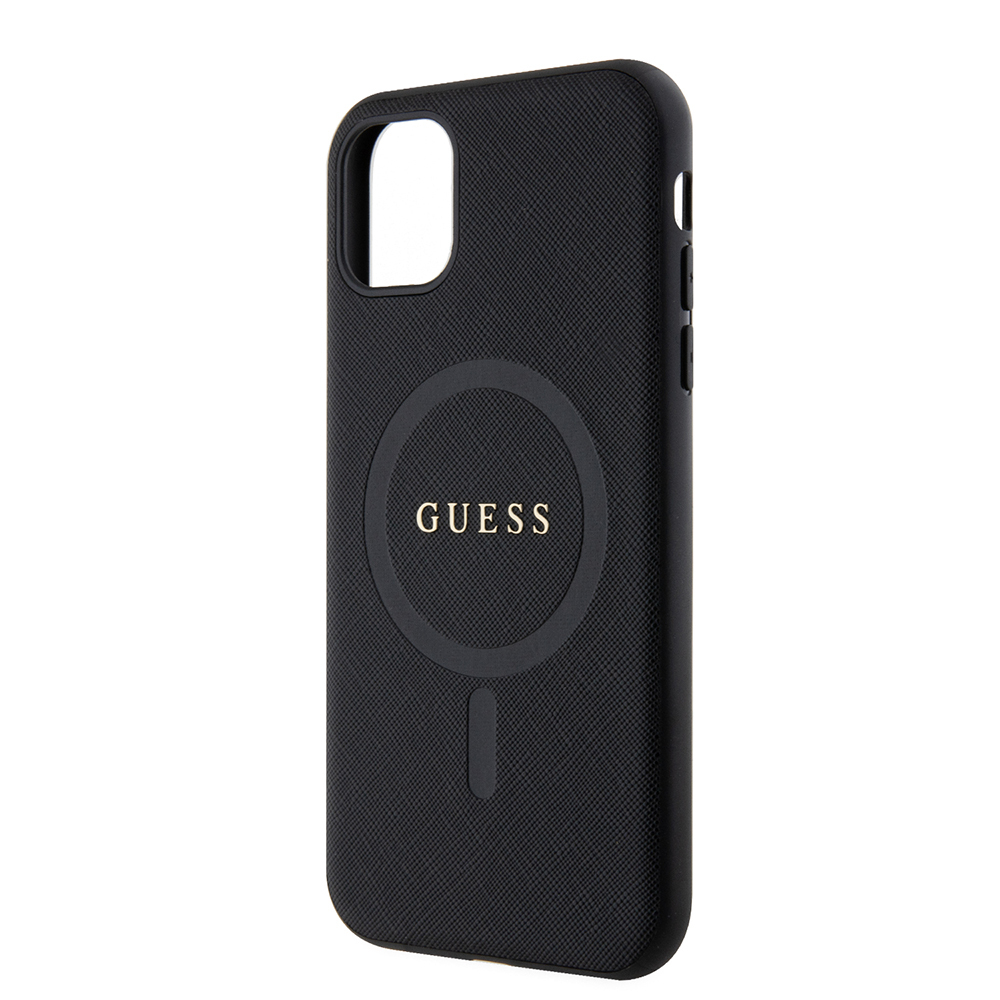 Apple iPhone 11 Uyumlu Kılıf Guess Orjinal Lisanslı Magsafe Şarj Özellikli Yazı Logolu Saffiano Classic Kapak - 5