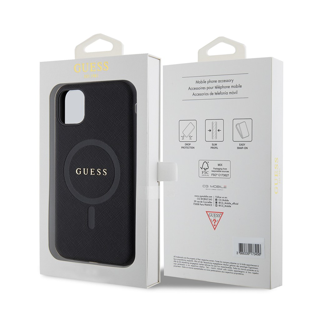 Apple iPhone 11 Uyumlu Kılıf Guess Orjinal Lisanslı Magsafe Şarj Özellikli Yazı Logolu Saffiano Classic Kapak - 7