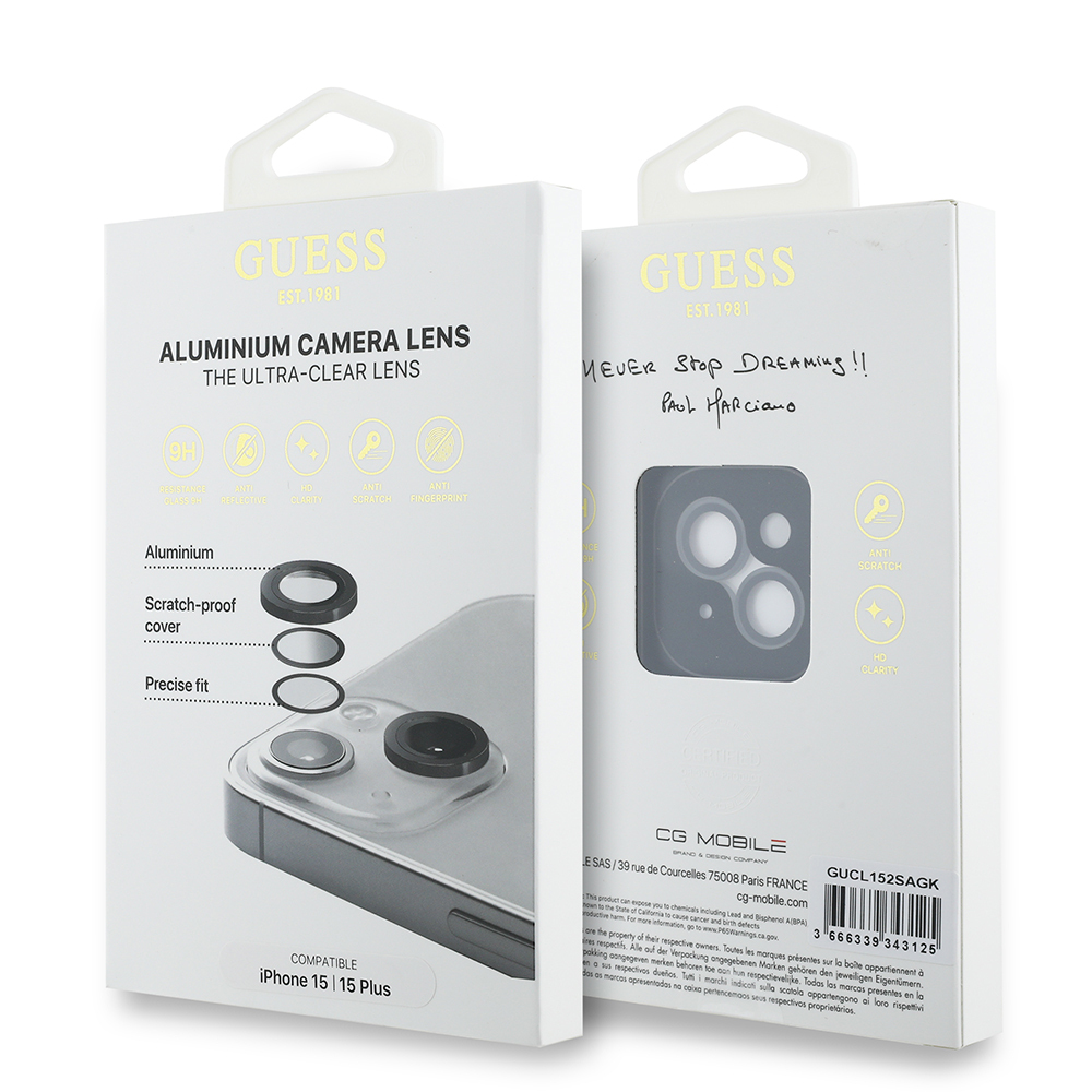 Apple iPhone 15 Uyumlu Guess Orjinal Lisanslı Metal Kamera Lens Koruyucu - 4