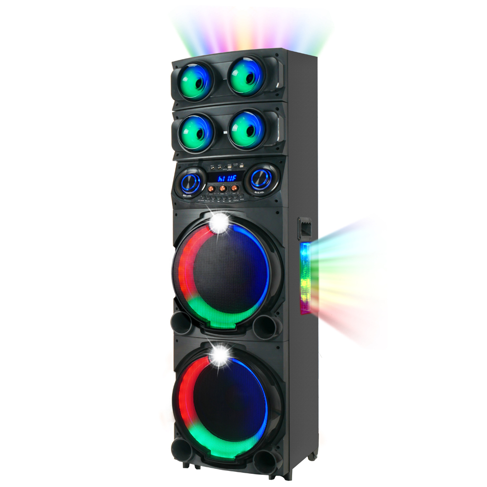 Zore GD-2126 Dijital LED Göstergeli FM Radyolu Mikrofonlu RGB TWS Çift 12 inç Stereo Bass Kablosuz Karaoke Hoparlör - 3