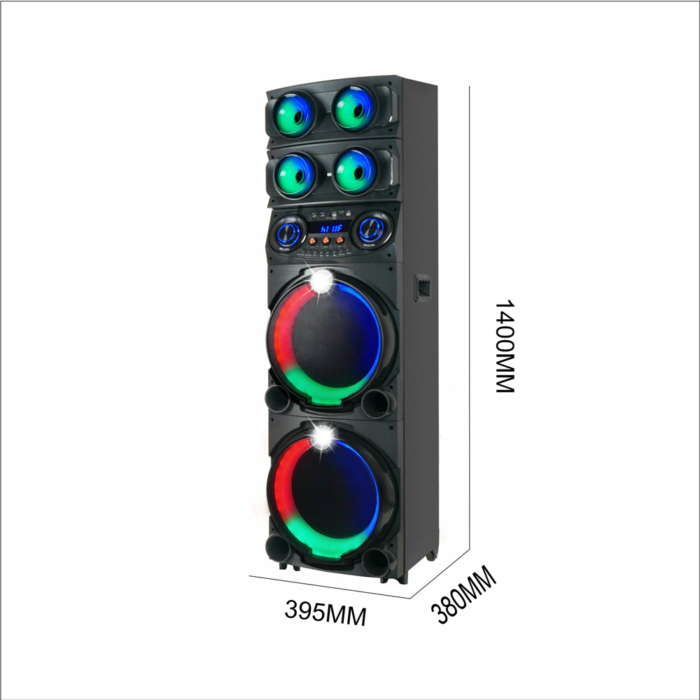 Zore GD-2126 Dijital LED Göstergeli FM Radyolu Mikrofonlu RGB TWS Çift 12 inç Stereo Bass Kablosuz Karaoke Hoparlör - 4