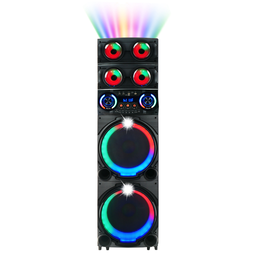 Zore GD-2126 Dijital LED Göstergeli FM Radyolu Mikrofonlu RGB TWS Çift 12 inç Stereo Bass Kablosuz Karaoke Hoparlör - 5