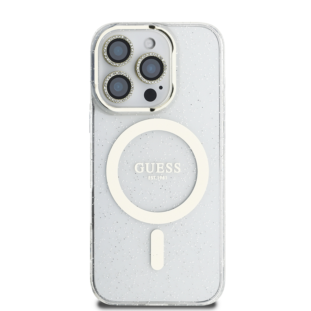 Apple iPhone 16 Pro Max Uyumlu Guess Orjinal Lisanslı 3'lü Aksesuar Seti IML Baskılı Simli Glitter Kılıf + Ekran Koruyucu + Lens Koruyucu - 2