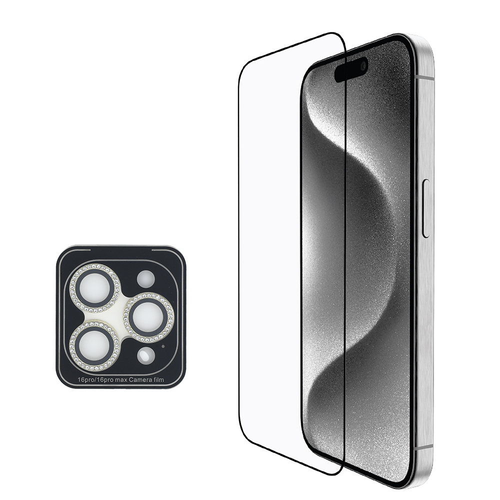 Apple iPhone 16 Pro Max Uyumlu Guess Orjinal Lisanslı 3'lü Aksesuar Seti IML Baskılı Simli Glitter Kılıf + Ekran Koruyucu + Lens Koruyucu - 5