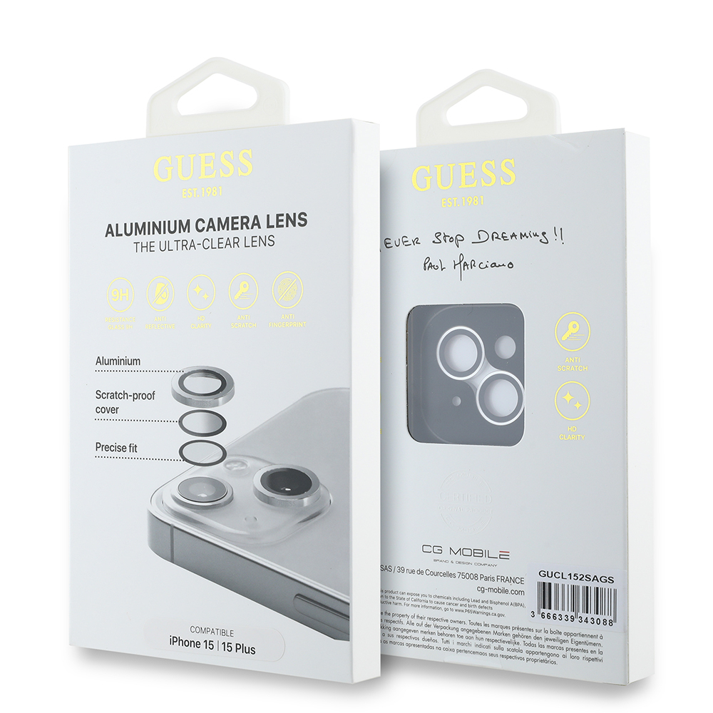 Apple iPhone 15 Plus Uyumlu Guess Orjinal Lisanslı Metal Kamera Lens Koruyucu - 4