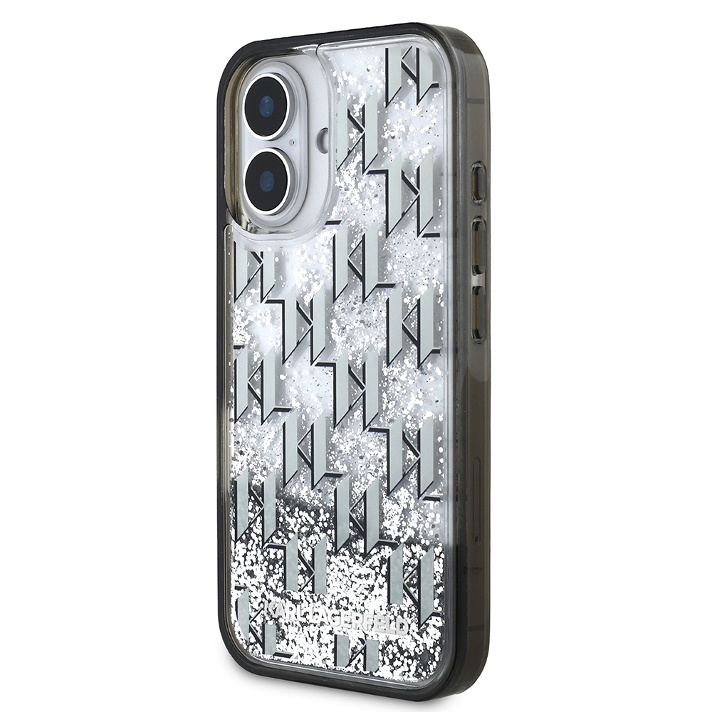 Apple iPhone 16 Uyumlu Kılıf Karl Lagerfeld Orjinal Lisanslı Simli KL Yazılı Monogram Gradient Kapak - 1