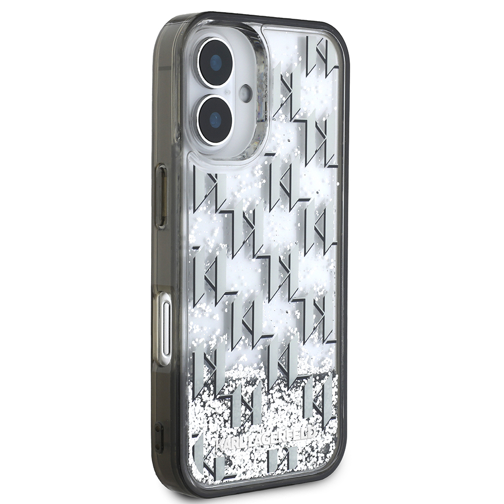 Apple iPhone 16 Uyumlu Kılıf Karl Lagerfeld Orjinal Lisanslı Simli KL Yazılı Monogram Gradient Kapak - 3