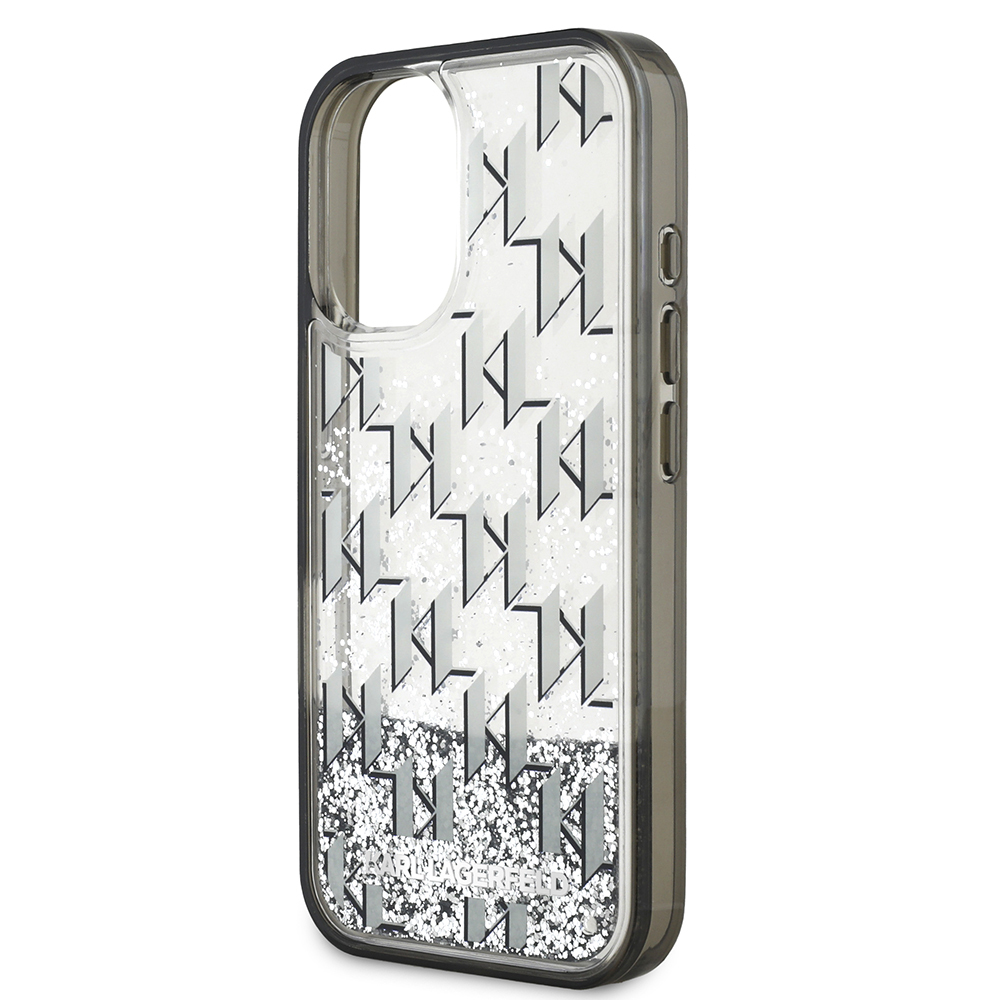 Apple iPhone 16 Uyumlu Kılıf Karl Lagerfeld Orjinal Lisanslı Simli KL Yazılı Monogram Gradient Kapak - 5
