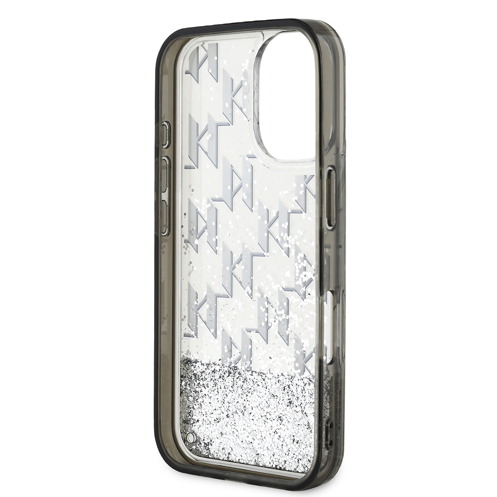 Apple iPhone 16 Uyumlu Kılıf Karl Lagerfeld Orjinal Lisanslı Simli KL Yazılı Monogram Gradient Kapak - 6