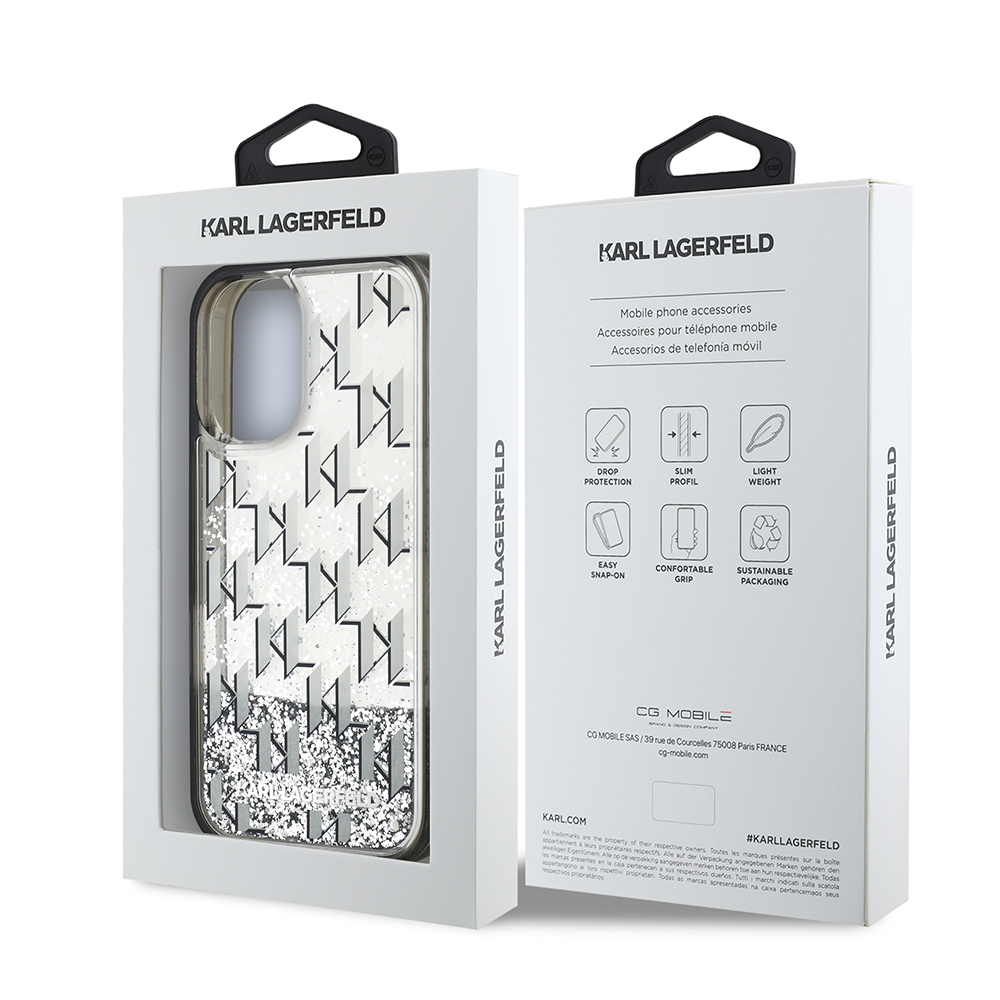 Apple iPhone 16 Uyumlu Kılıf Karl Lagerfeld Orjinal Lisanslı Simli KL Yazılı Monogram Gradient Kapak - 7