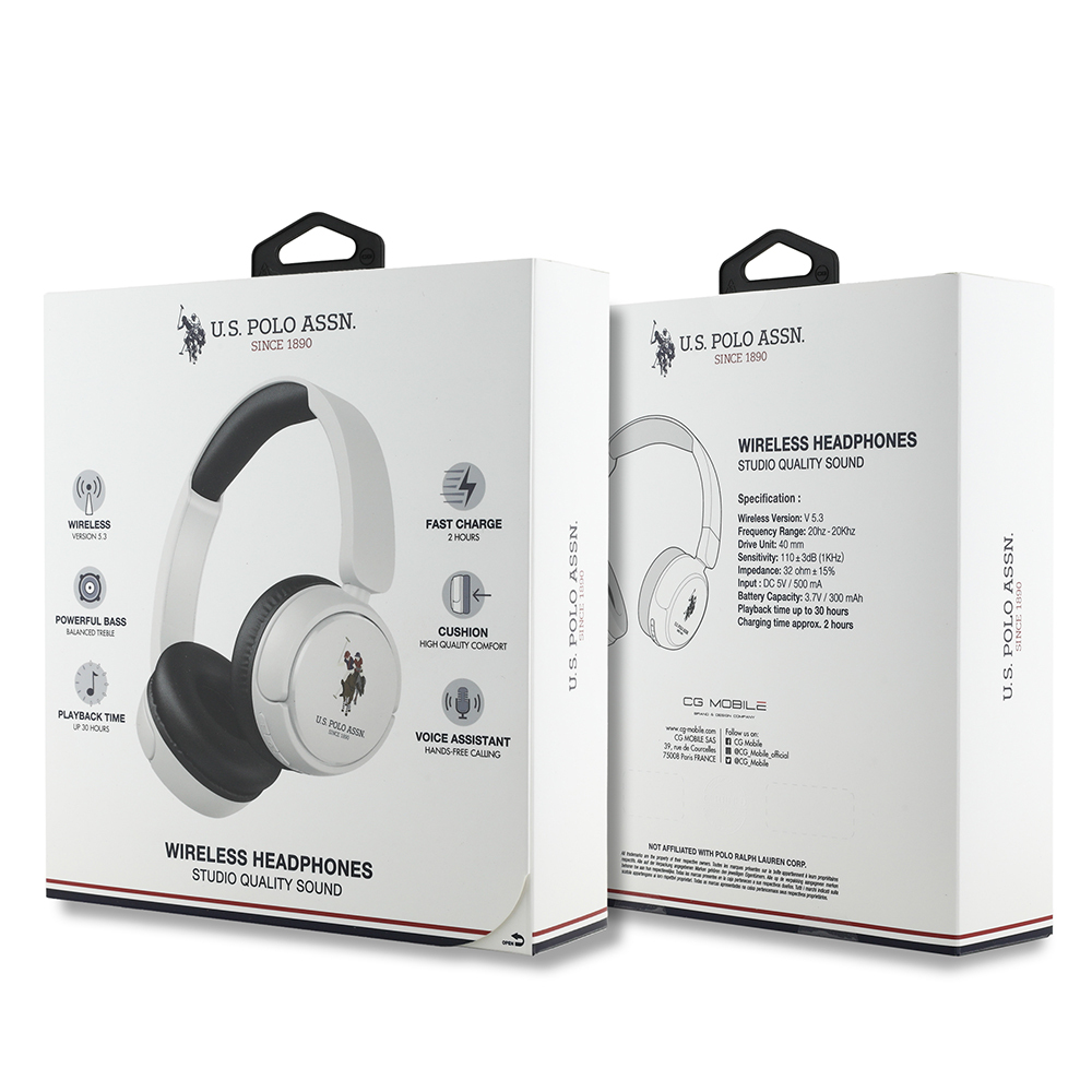 U.S Polo Assn. Ordinal Lisanslı Katlanabilir Ayarlanabilir Baskı Logolu Kulak Üstü Bluetooth Kulaklık v5.3 - 6