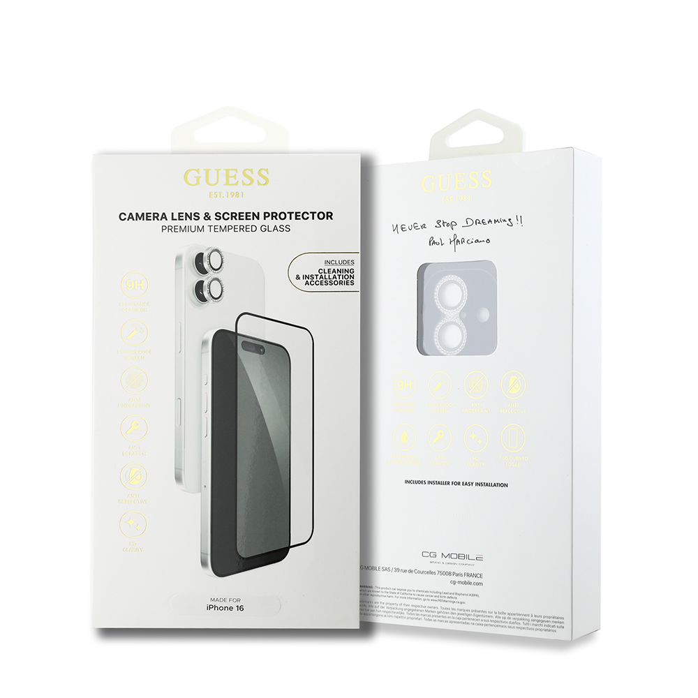 Apple iPhone 16 Uyumlu Guess Orjinal Lisanslı Rhinestone Ekran Koruyucu + Lens Koruyucu 2in1 Aksesuar Seti - 8