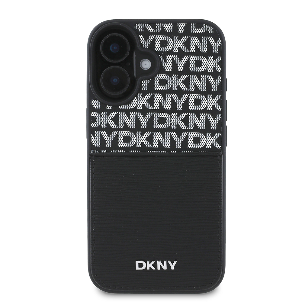 Apple iPhone 16 Uyumlu Kılıf DKNY Orjinal Lisanslı Kartlıklı 3D Yazılı Repeat Texture Pattern Kapak - 2