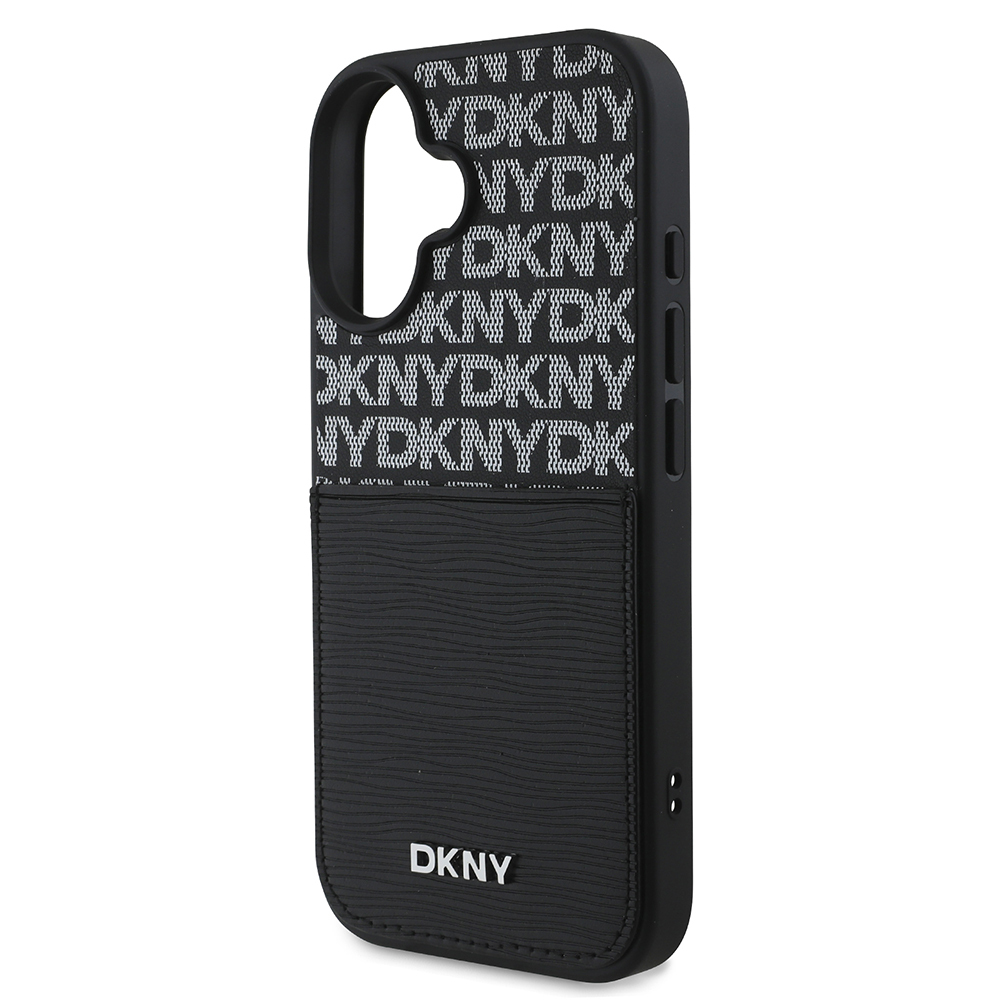 Apple iPhone 16 Uyumlu Kılıf DKNY Orjinal Lisanslı Kartlıklı 3D Yazılı Repeat Texture Pattern Kapak - 5