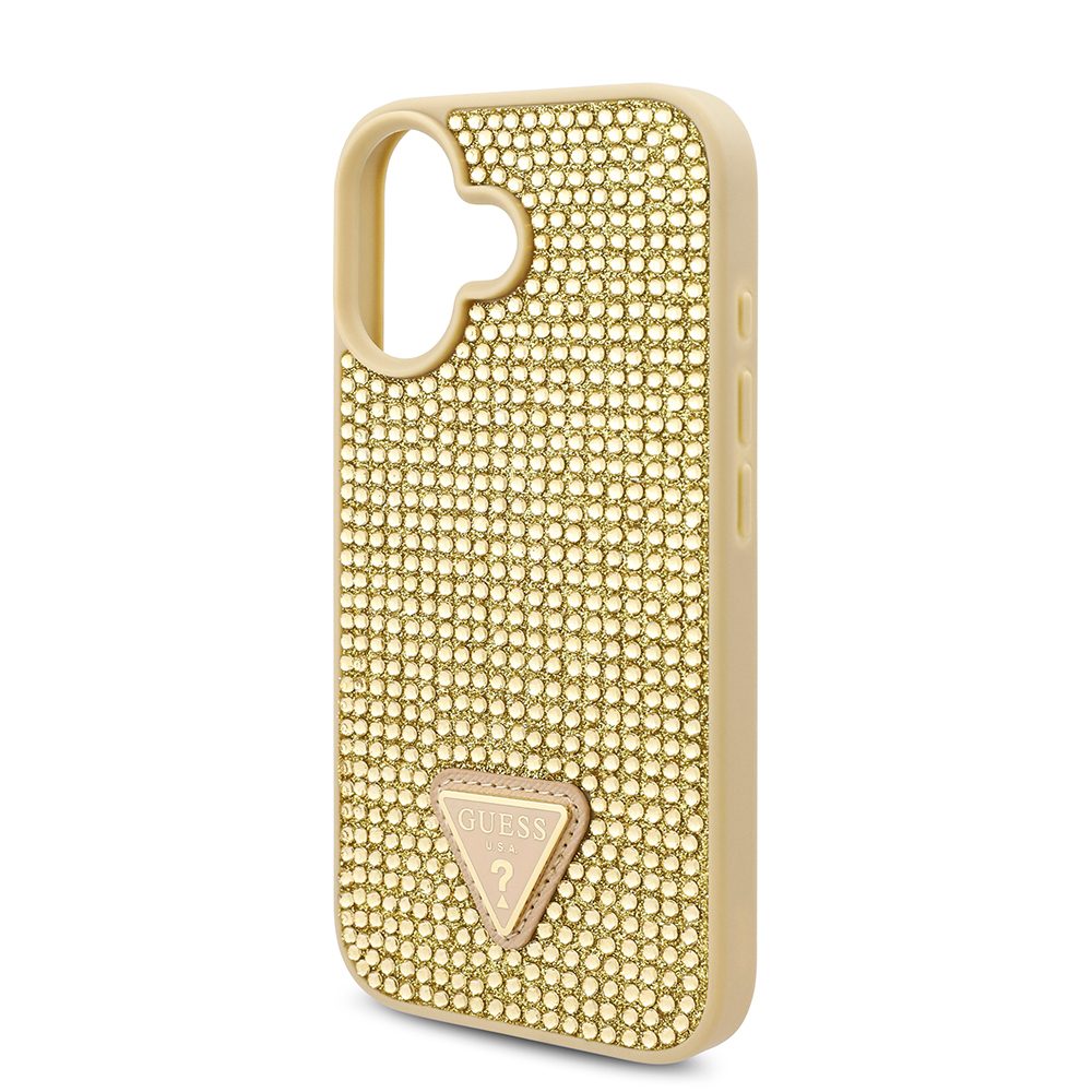 Apple iPhone 16 Uyumlu Kılıf Guess Orjinal Lisanslı Taşlı Arka Yüzey Üçgen Logolu Kapak - 5