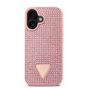 Apple iPhone 16 Uyumlu Kılıf Guess Orjinal Lisanslı Taşlı Arka Yüzey Üçgen Logolu Kapak - 16