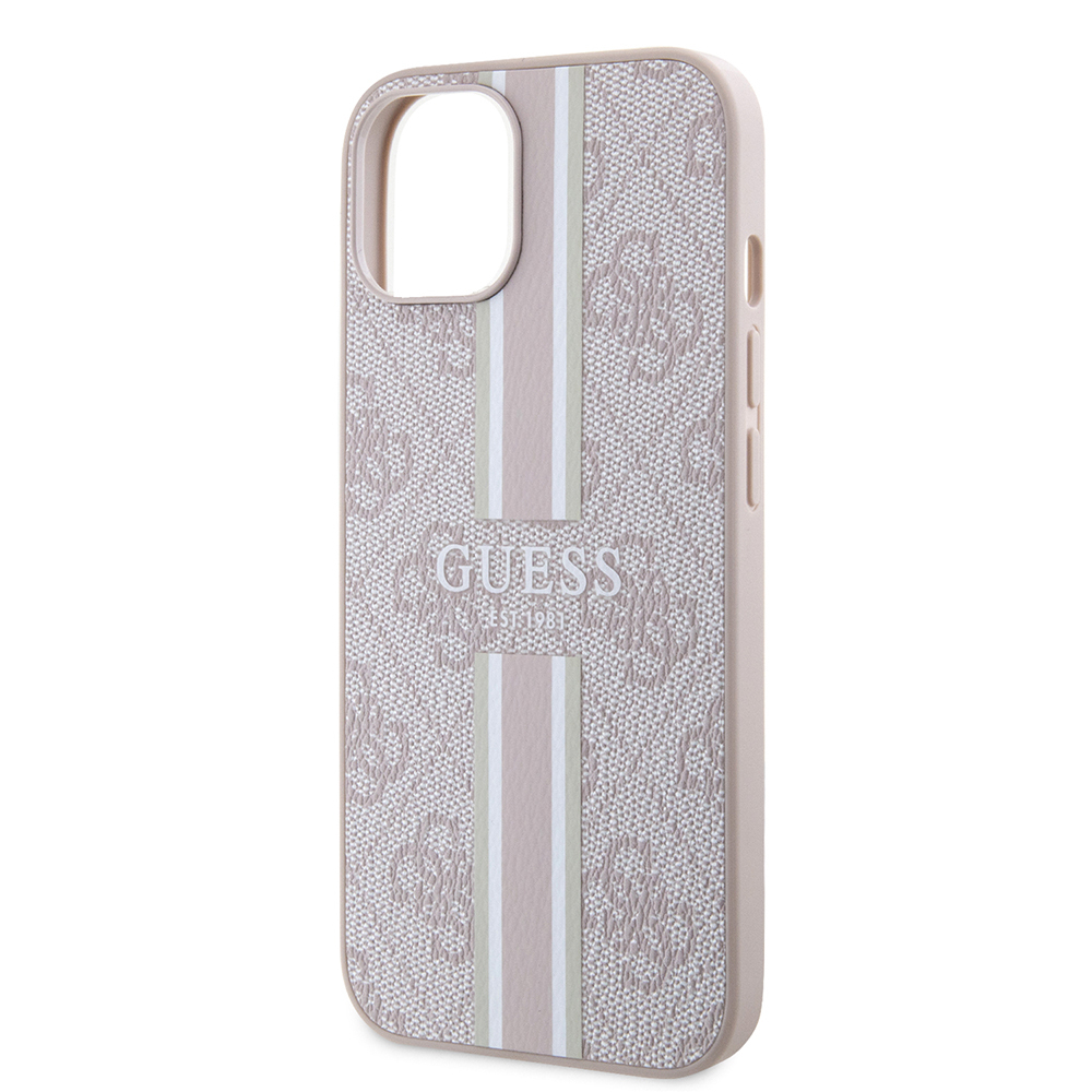 Apple iPhone 14 Uyumlu Kılıf Guess Orjinal Lisanslı Magsafe Şarj Özellikli 4G Şerit Tasarımlı Printed Kapak - 13