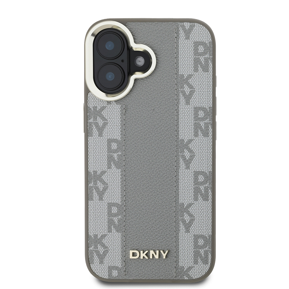 Apple iPhone 16 Uyumlu Kılıf DKNY Orjinal Lisanslı Magsafe Şarj Özellikli 3D Yazılı Checkered Pattern Kapak - 2