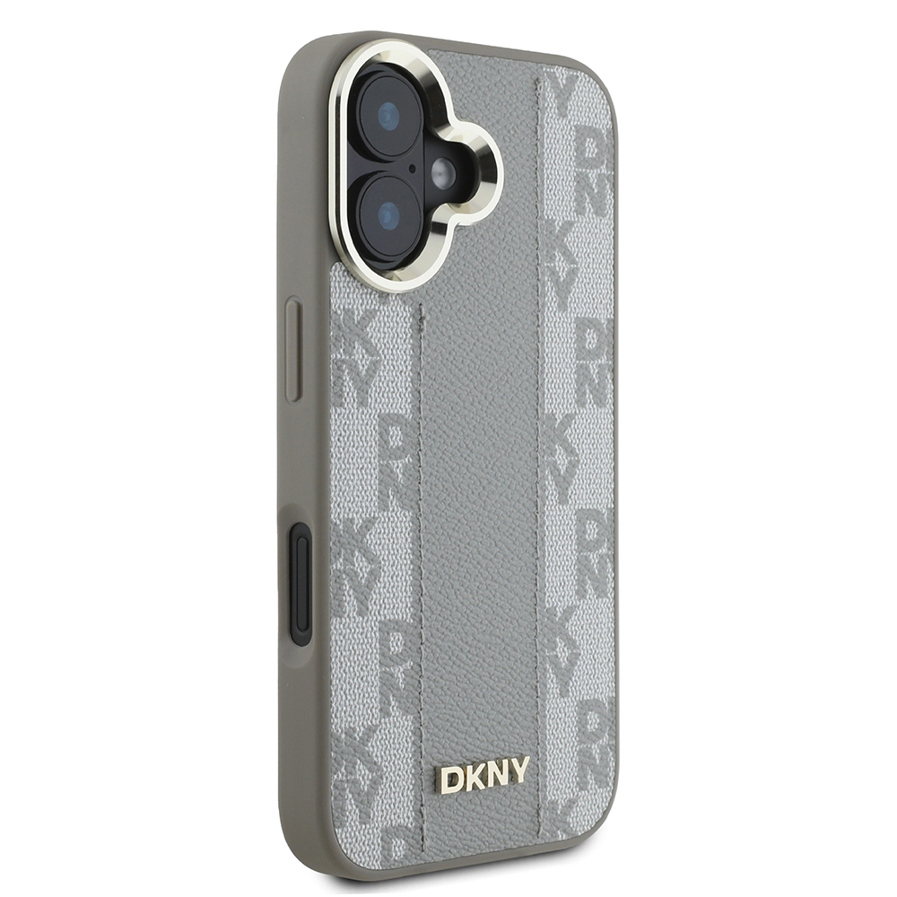 Apple iPhone 16 Uyumlu Kılıf DKNY Orjinal Lisanslı Magsafe Şarj Özellikli 3D Yazılı Checkered Pattern Kapak - 3