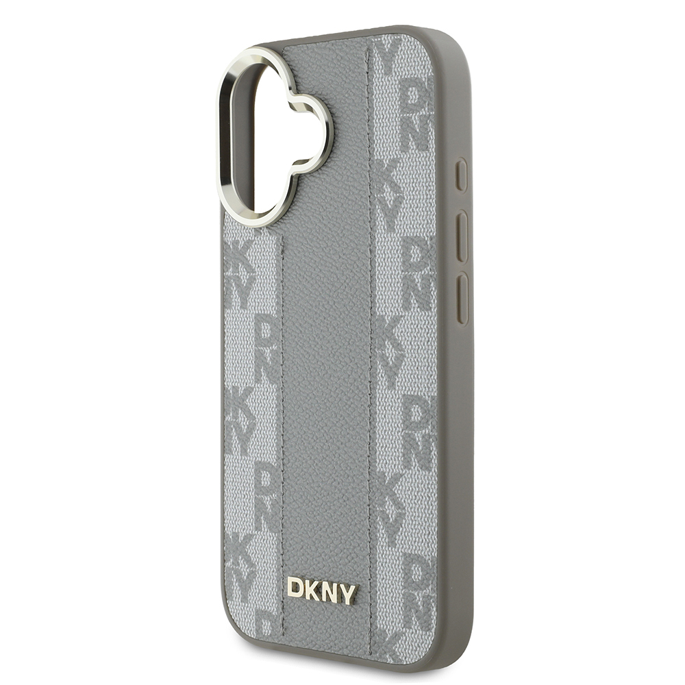 Apple iPhone 16 Uyumlu Kılıf DKNY Orjinal Lisanslı Magsafe Şarj Özellikli 3D Yazılı Checkered Pattern Kapak - 5