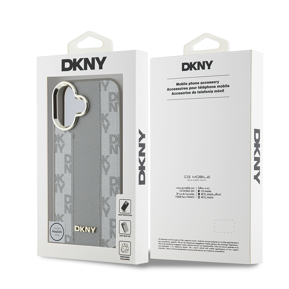 Apple iPhone 16 Uyumlu Kılıf DKNY Orjinal Lisanslı Magsafe Şarj Özellikli 3D Yazılı Checkered Pattern Kapak - 7