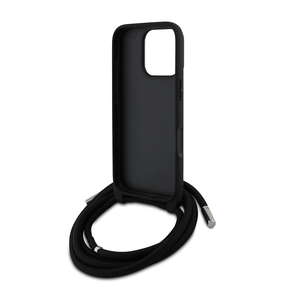 Apple iPhone 16 Pro Max Uyumlu Kılıf Karl Lagerfeld Orjinal Lisanslı Askı İpli Taşlı KL Yazılı Crossbody Cord Kapak - 5