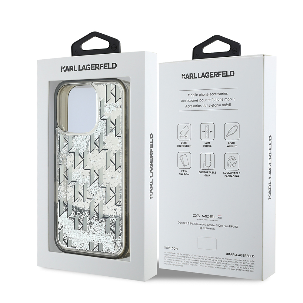 Apple iPhone 16 Pro Uyumlu Kılıf Karl Lagerfeld Orjinal Lisanslı Simli KL Yazılı Monogram Gradient Kapak - 7