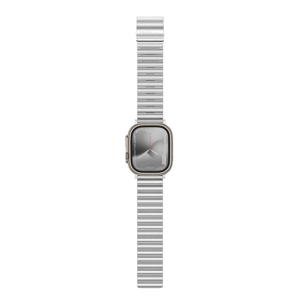 Apple Watch 7 45mm Uyumlu Amazingthing Titan Steel Metal Kordon - 2