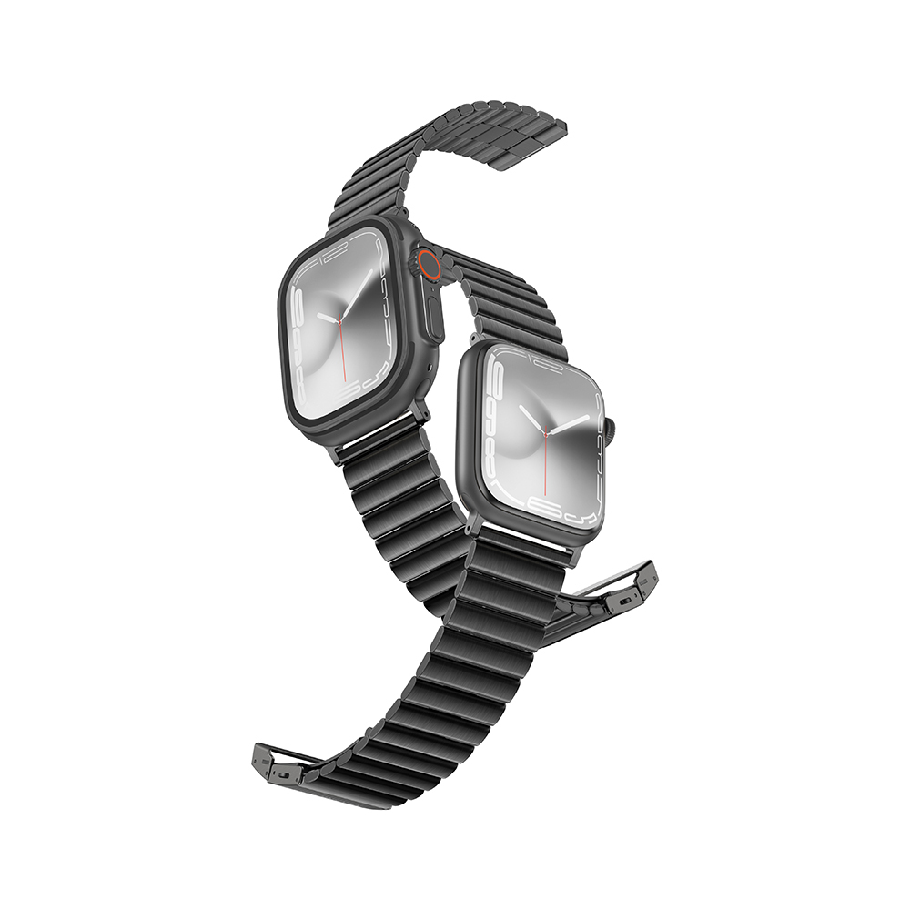 Apple Watch 7 45mm Uyumlu Amazingthing Titan Steel Metal Kordon - 8
