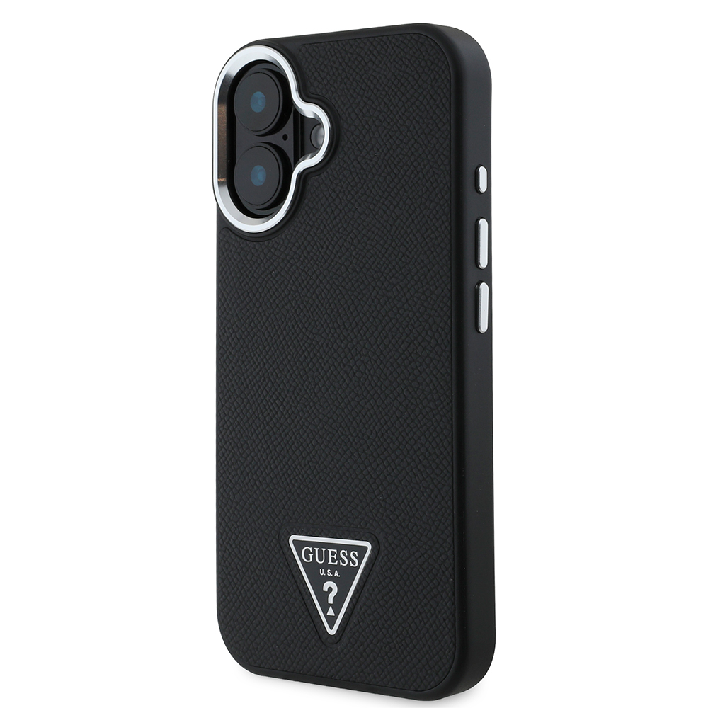 Apple iPhone 16 Plus Uyumlu Kılıf Guess Orjinal Lisanslı Magsafe Şarj Özellikli Grained Triangle Kapak - 1