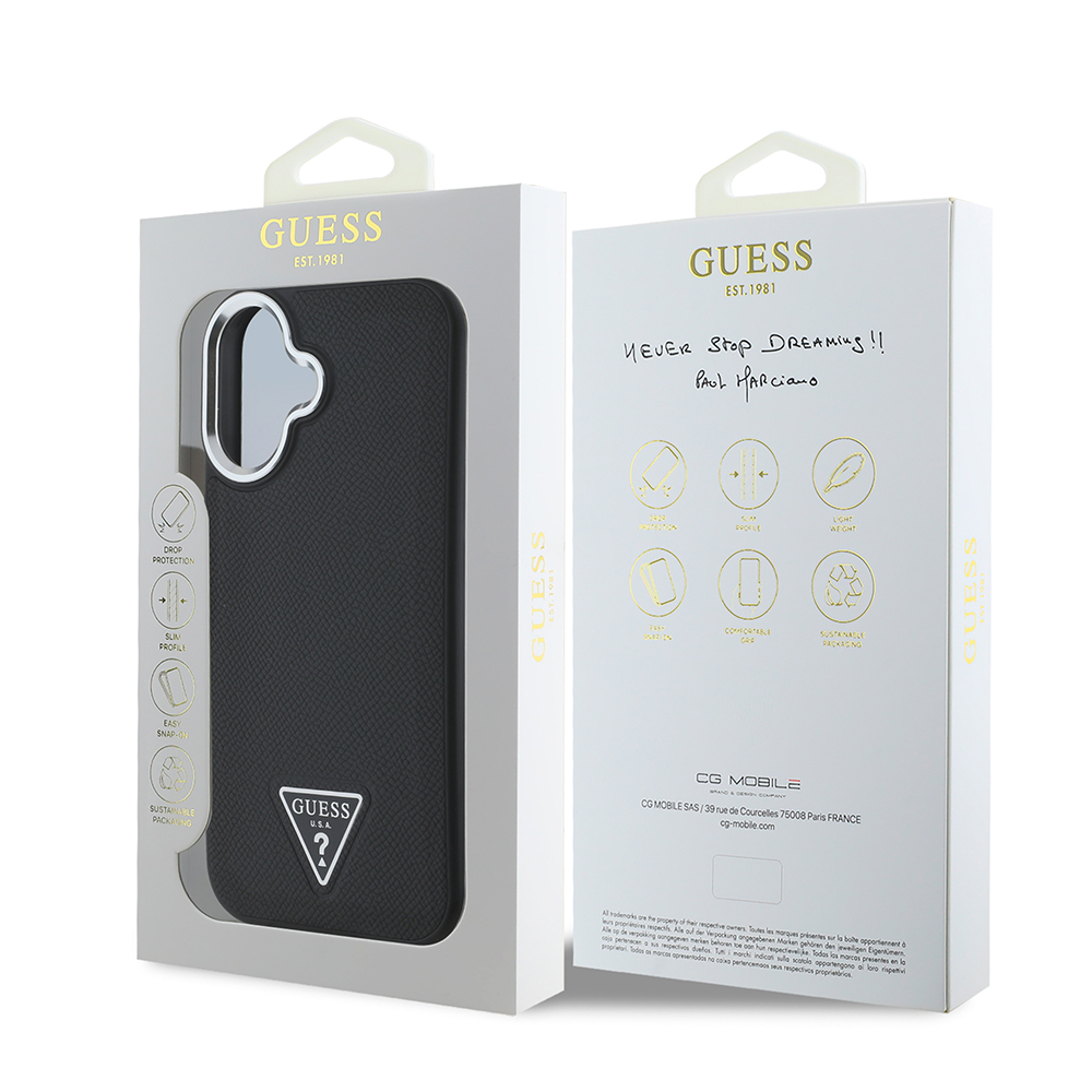 Apple iPhone 16 Plus Uyumlu Kılıf Guess Orjinal Lisanslı Magsafe Şarj Özellikli Grained Triangle Kapak - 7