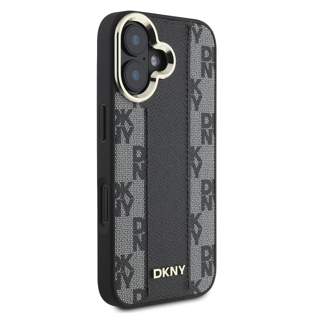 Apple iPhone 16 Plus Uyumlu Kılıf DKNY Orjinal Lisanslı Magsafe Şarj Özellikli 3D Yazılı Checkered Pattern Kapak - 3