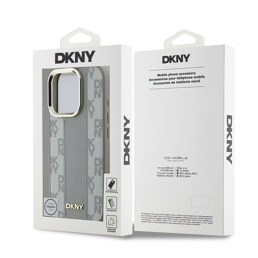 Apple iPhone 16 Pro Uyumlu Kılıf DKNY Orjinal Lisanslı Magsafe Şarj Özellikli 3D Yazılı Checkered Pattern Kapak - 5