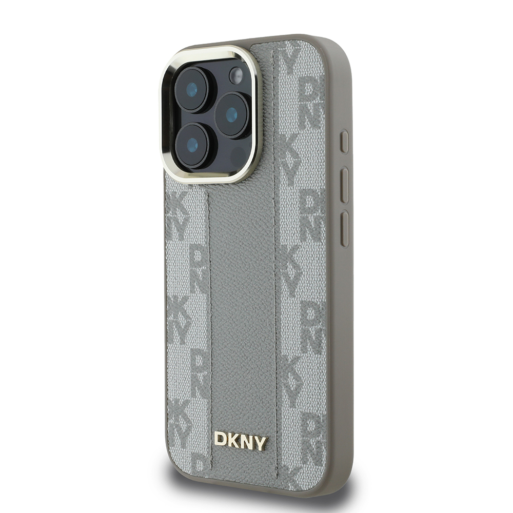 Apple iPhone 16 Pro Uyumlu Kılıf DKNY Orjinal Lisanslı Magsafe Şarj Özellikli 3D Yazılı Checkered Pattern Kapak - 6