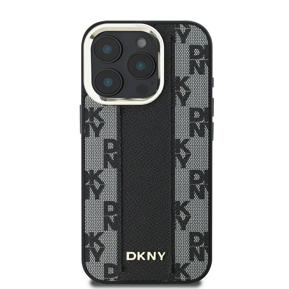 Apple iPhone 16 Pro Uyumlu Kılıf DKNY Orjinal Lisanslı Magsafe Şarj Özellikli 3D Yazılı Checkered Pattern Kapak - 9