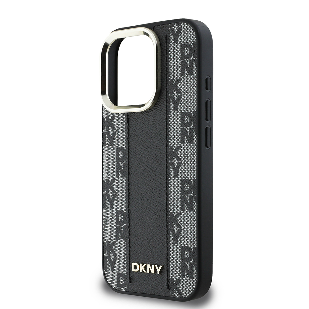 Apple iPhone 16 Pro Uyumlu Kılıf DKNY Orjinal Lisanslı Magsafe Şarj Özellikli 3D Yazılı Checkered Pattern Kapak - 12