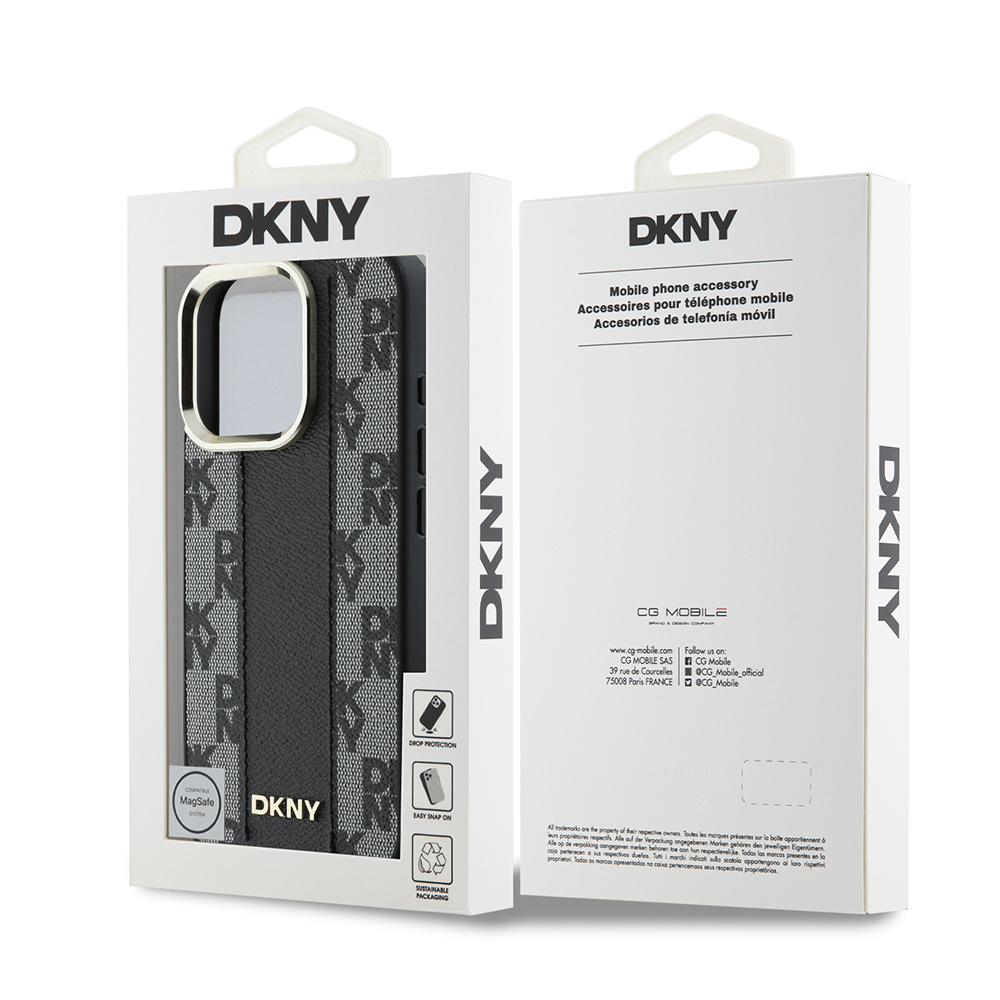 Apple iPhone 16 Pro Uyumlu Kılıf DKNY Orjinal Lisanslı Magsafe Şarj Özellikli 3D Yazılı Checkered Pattern Kapak - 14