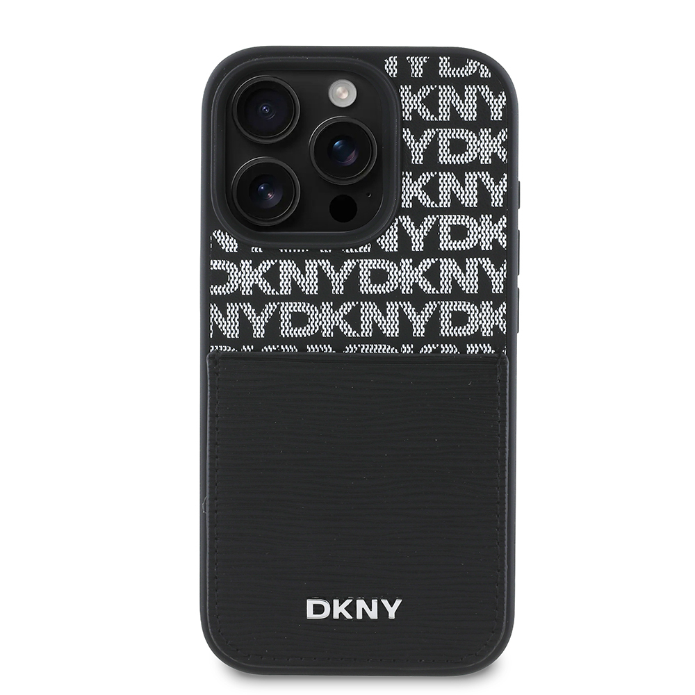 Apple iPhone 16 Pro Uyumlu Kılıf DKNY Orjinal Lisanslı Kartlıklı 3D Yazılı Repeat Texture Pattern Kapak - 2