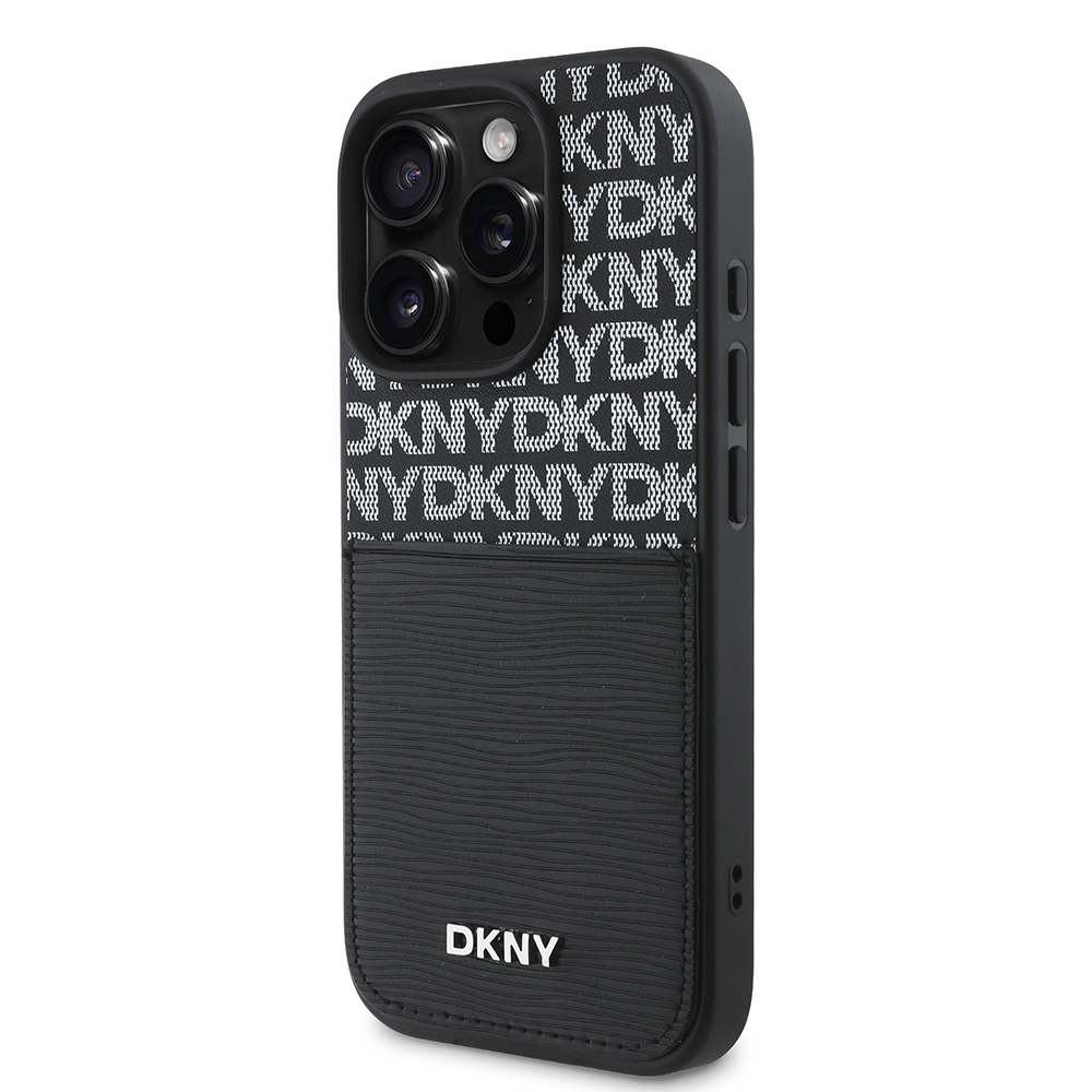 Apple iPhone 16 Pro Max Uyumlu Kılıf DKNY Orjinal Lisanslı Kartlıklı 3D Yazılı Repeat Texture Pattern Kapak - 1