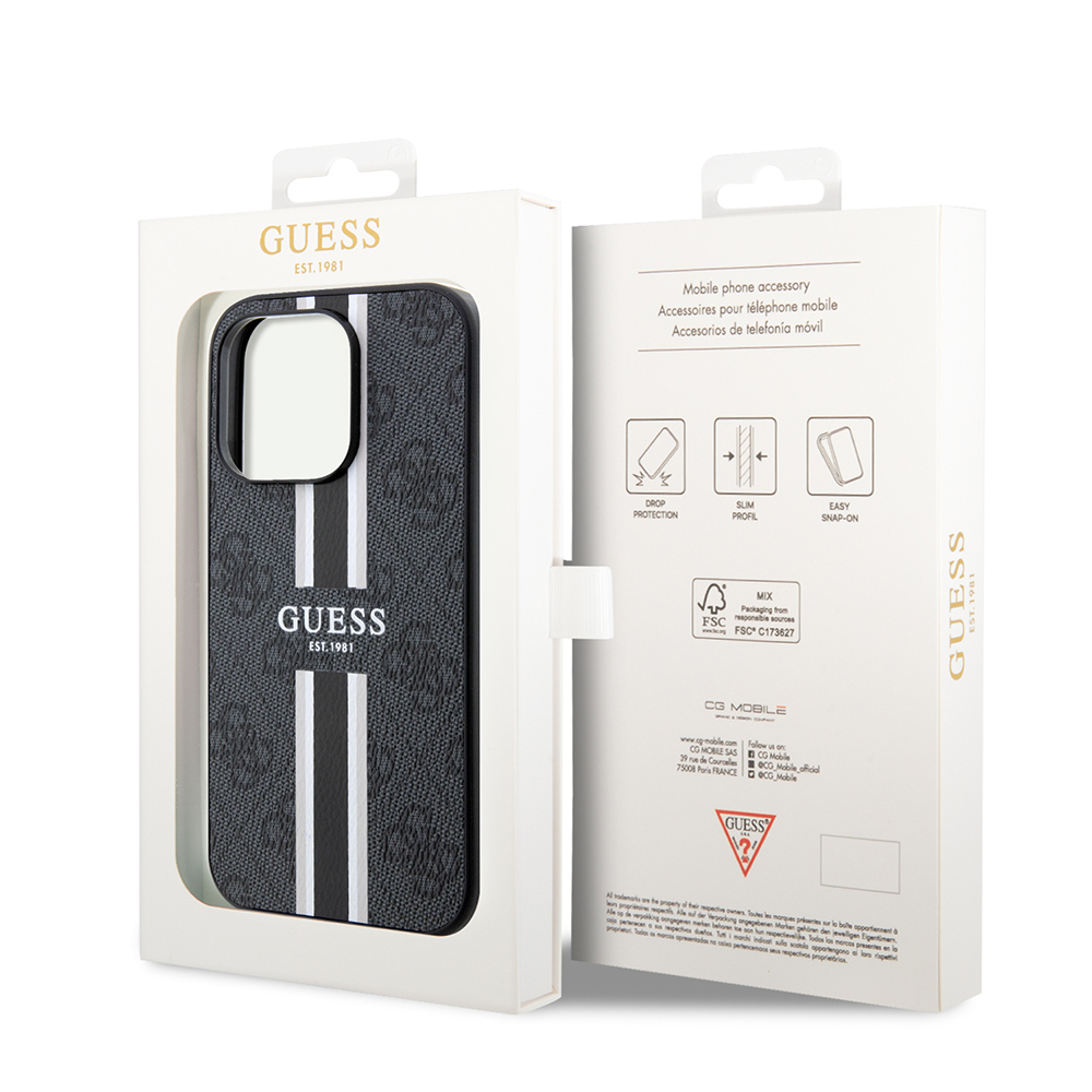 Apple iPhone 14 Pro Max Uyumlu Kılıf Guess Orjinal Lisanslı Magsafe Şarj Özellikli 4G Şerit Tasarımlı Printed Kapak - 7