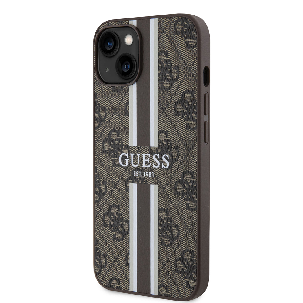 Apple iPhone 15 Uyumlu Kılıf Guess Orjinal Lisanslı Magsafe Şarj Özellikli 4G Şerit Tasarımlı Printed Kapak - 1