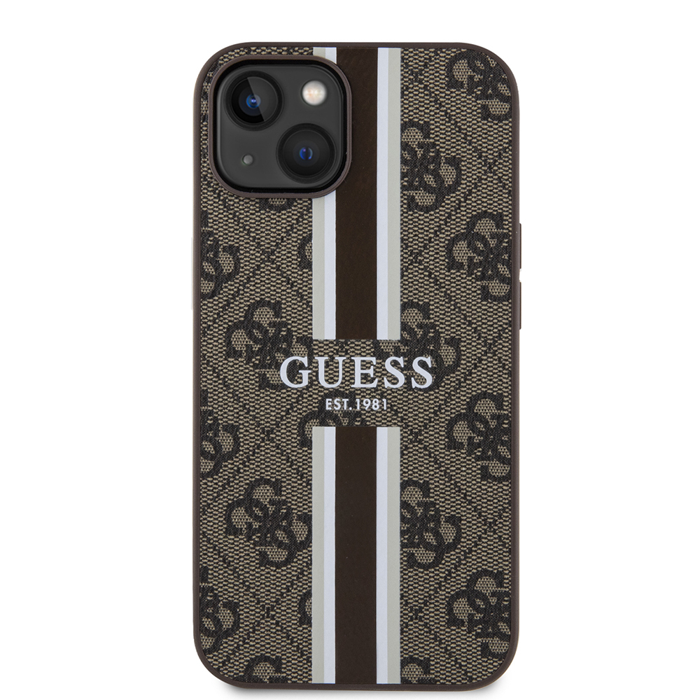 Apple iPhone 15 Uyumlu Kılıf Guess Orjinal Lisanslı Magsafe Şarj Özellikli 4G Şerit Tasarımlı Printed Kapak - 2