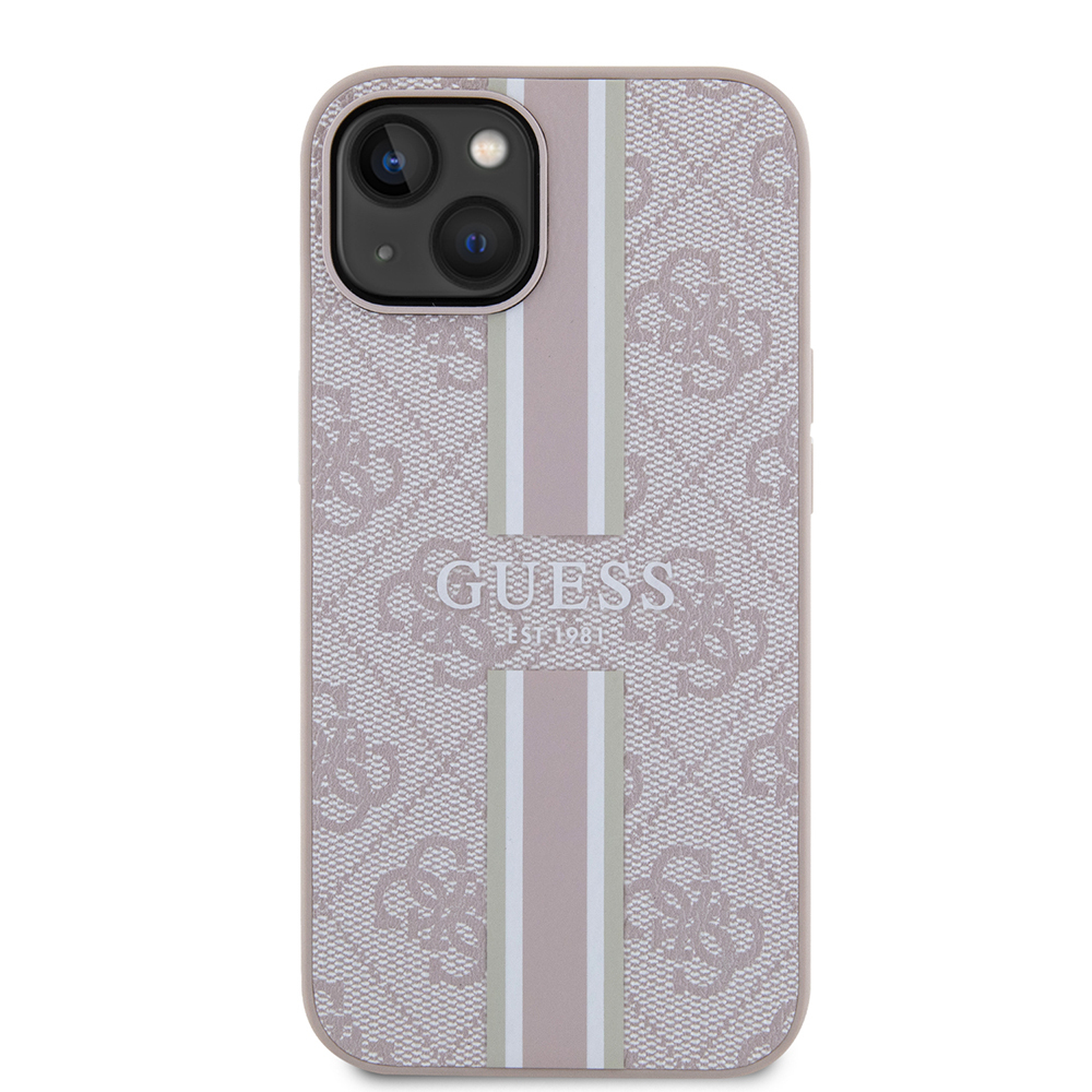 Apple iPhone 15 Uyumlu Kılıf Guess Orjinal Lisanslı Magsafe Şarj Özellikli 4G Şerit Tasarımlı Printed Kapak - 9